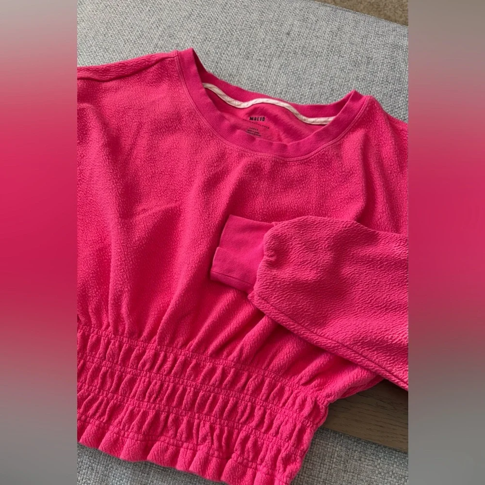 Anthropologie Meave Pink Smocked-Waist Long-Sleeve Top - Picture 3 of 7